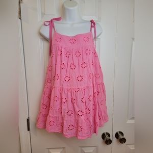 Entro Pink Eyelet Tie Blouse Juniors‎ Large